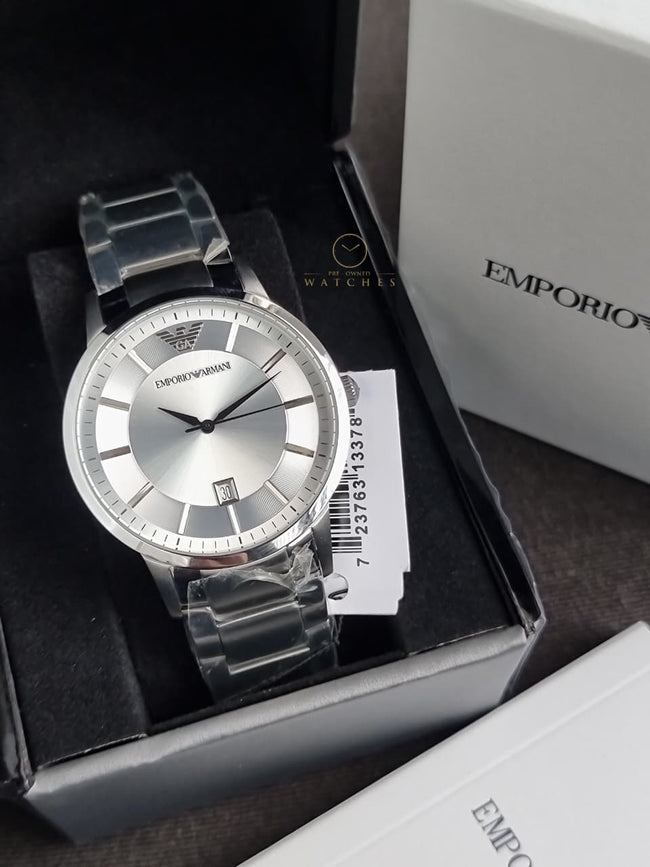 Emporio Armani Classic Silver Dial Stainless Steel Men’s Watch – AR2430 Main Image