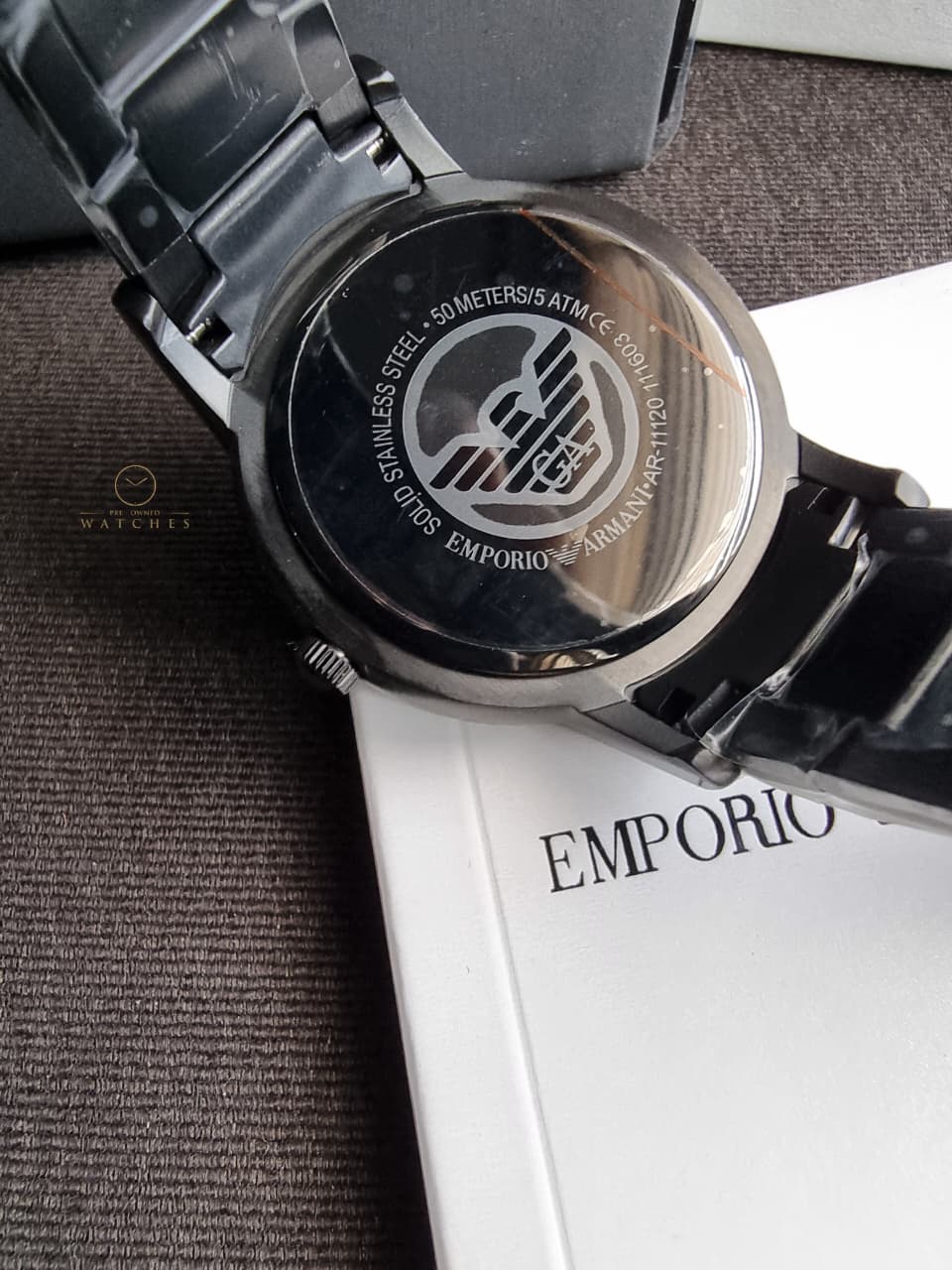 Emporio Armani Renato Grey Stainless Steel Brown Dial Men’s Watch – AR11120