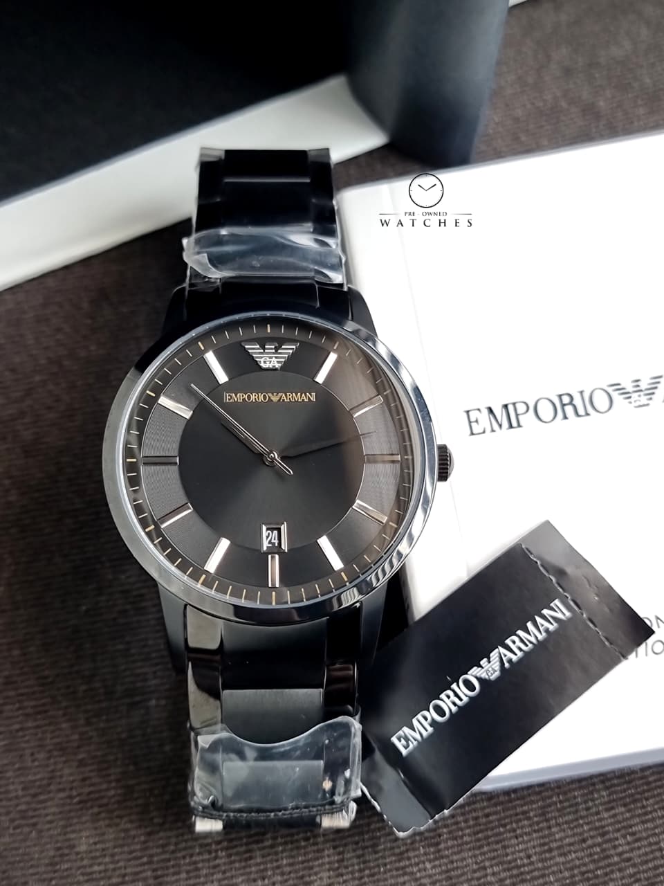Emporio Armani Black Dial Black Stainless Steel Men's Watch – AR11079