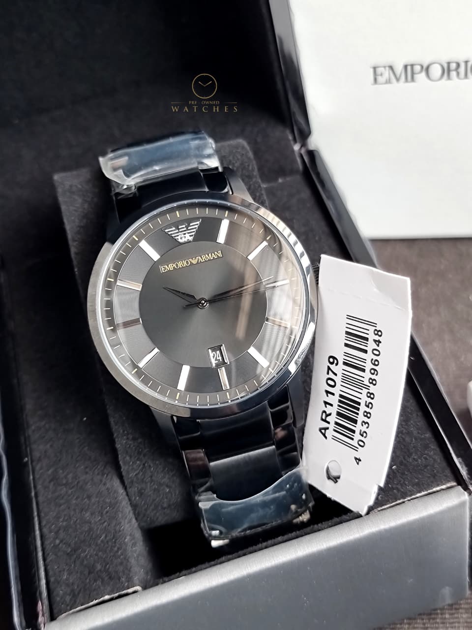 Emporio Armani Black Dial Black Stainless Steel Men's Watch – AR11079