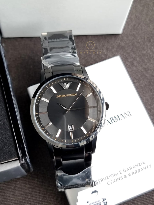 Emporio Armani Black Dial Black Stainless Steel Men's Watch – AR11079 Main Image