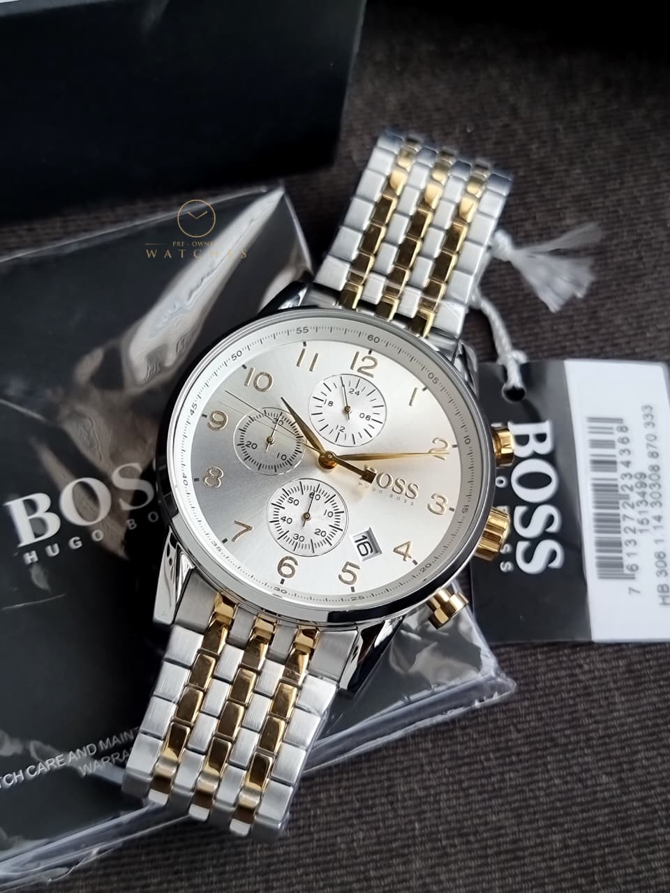 Hugo Boss Men’s Chronograph Quartz Stainless Steel White Dial 44mm Watch 1513499