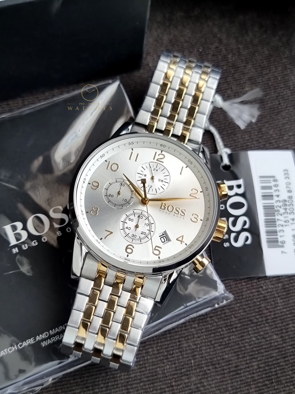 Hugo Boss Men’s Chronograph Quartz Stainless Steel White Dial 44mm Watch 1513499