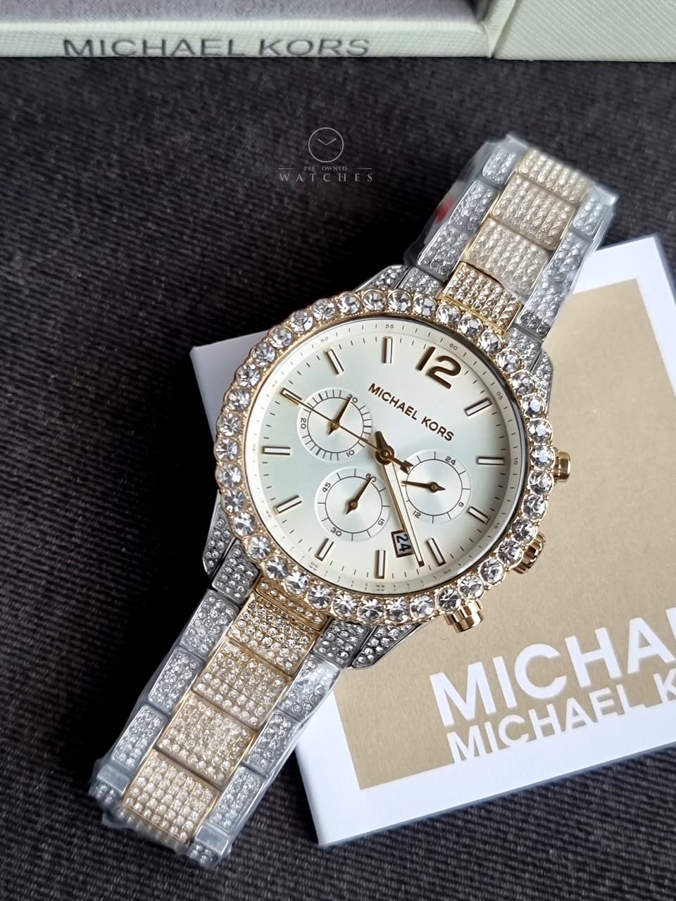 Michael Kors Layton Chronograph Crystal White Dial Ladies Watch – MK6792