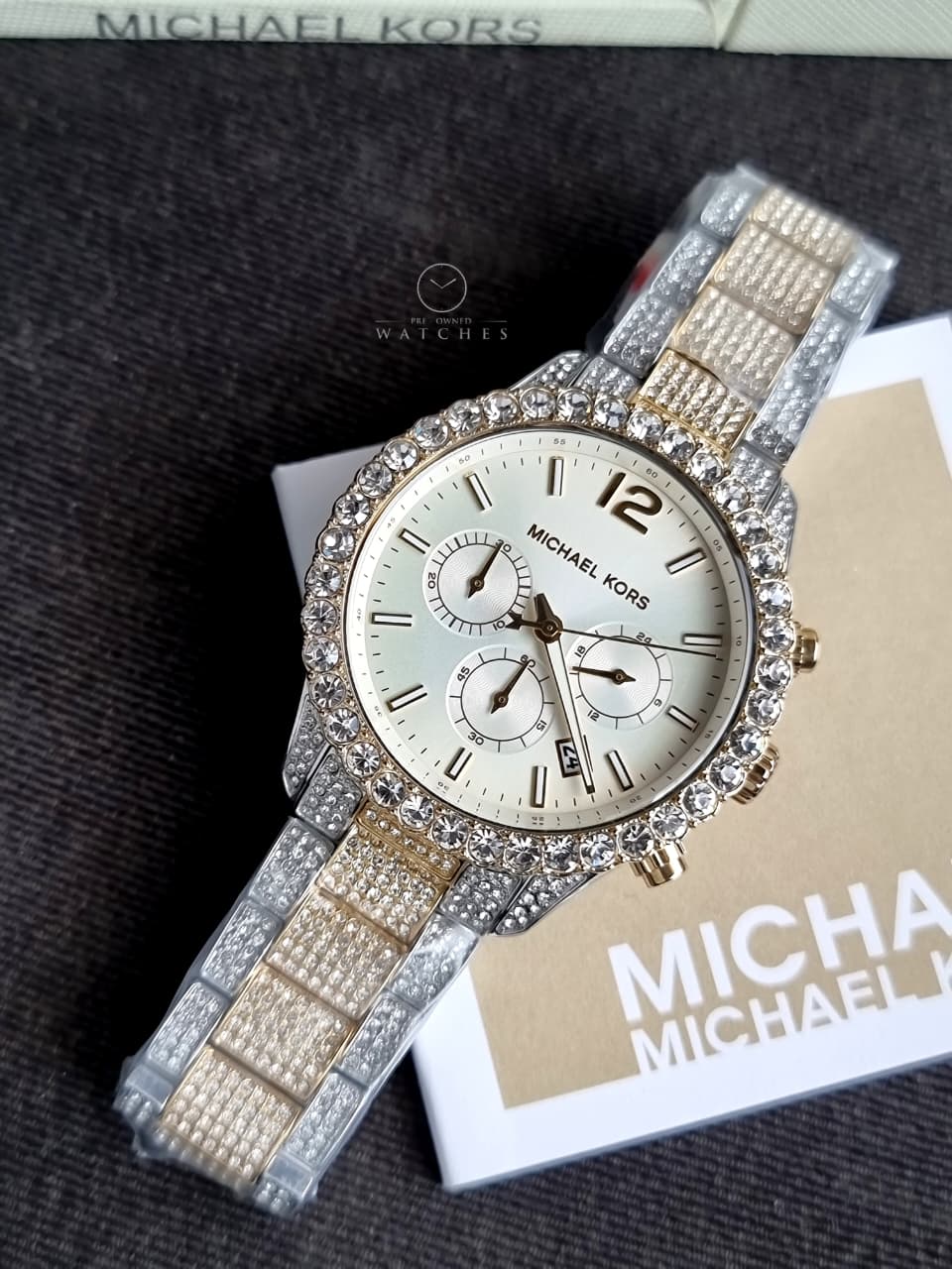 Michael Kors Layton Chronograph Crystal White Dial Ladies Watch – MK6792