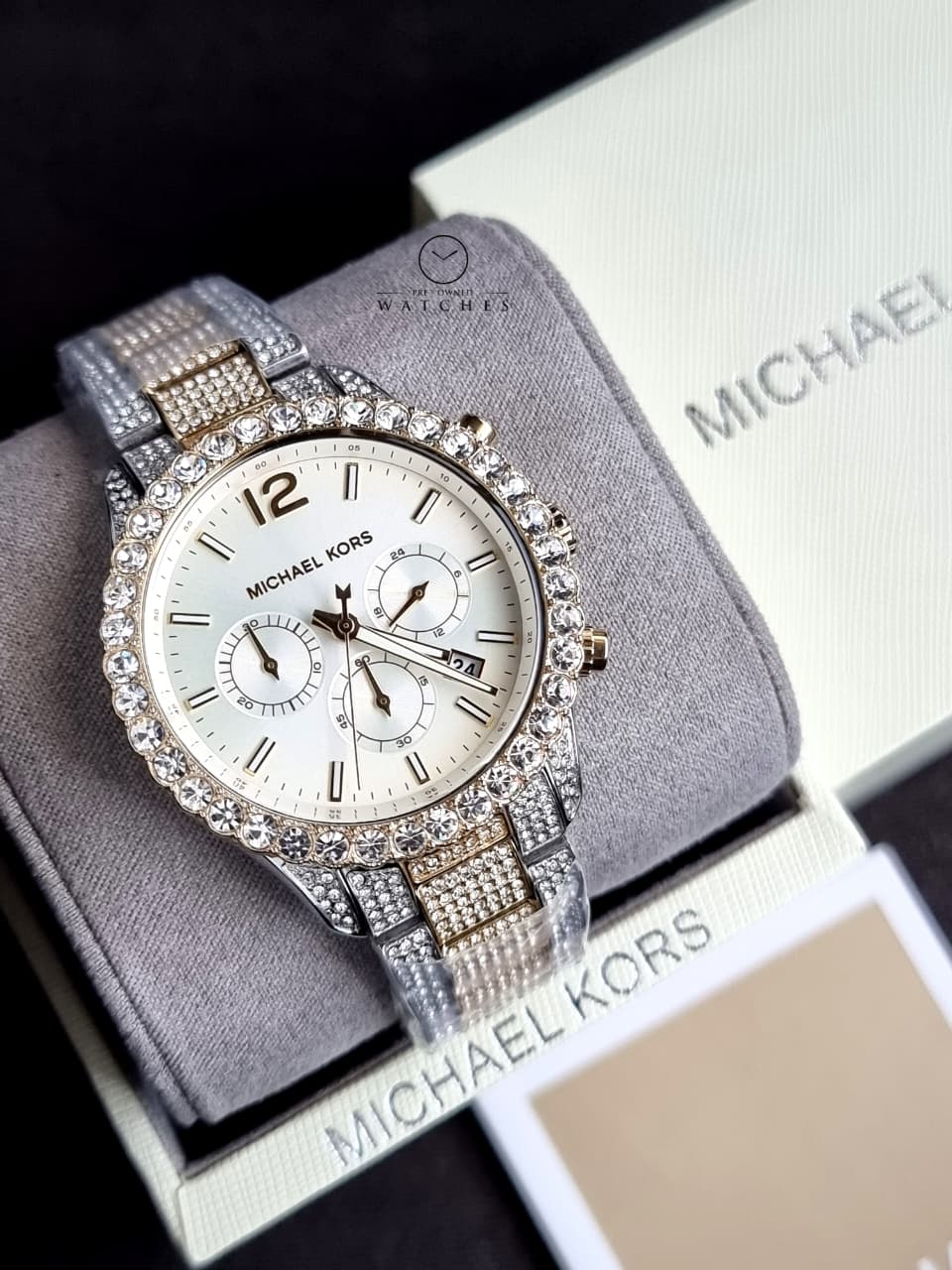 Michael Kors Layton Chronograph Crystal White Dial Ladies Watch – MK6792
