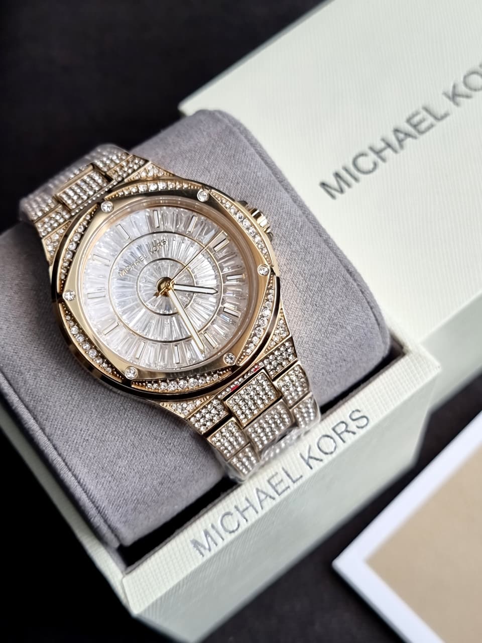 Michael Kors Lennox Gold Stainless Steel White Dial Quartz Watch for Ladies - MK6991