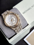 Michael Kors Lennox Gold Stainless Steel White Dial Quartz Watch for Ladies - MK6991