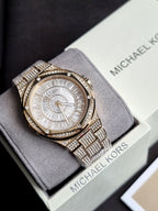 Michael Kors Lennox Gold Stainless Steel White Dial Quartz Watch for Ladies - MK6991