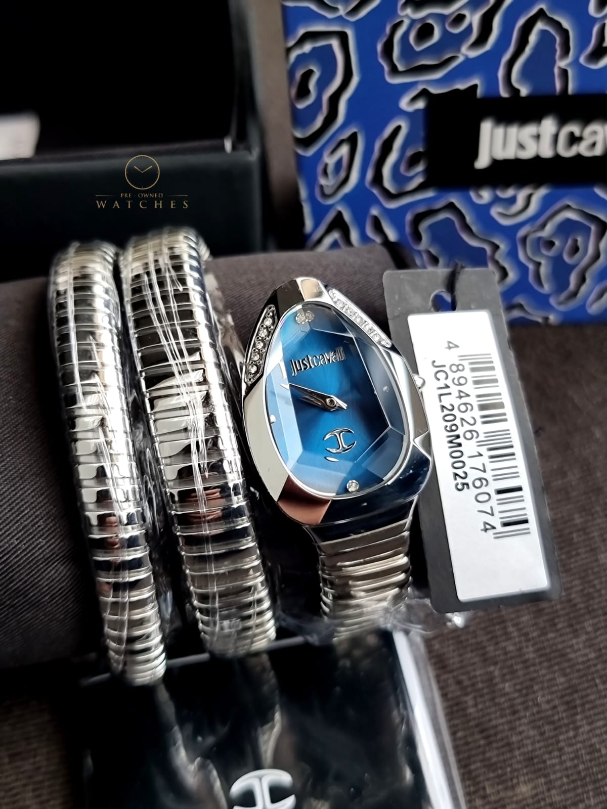 Just Cavalli Signature Snake Blue Dial Ladies Watch Item No. JC1L209M0025