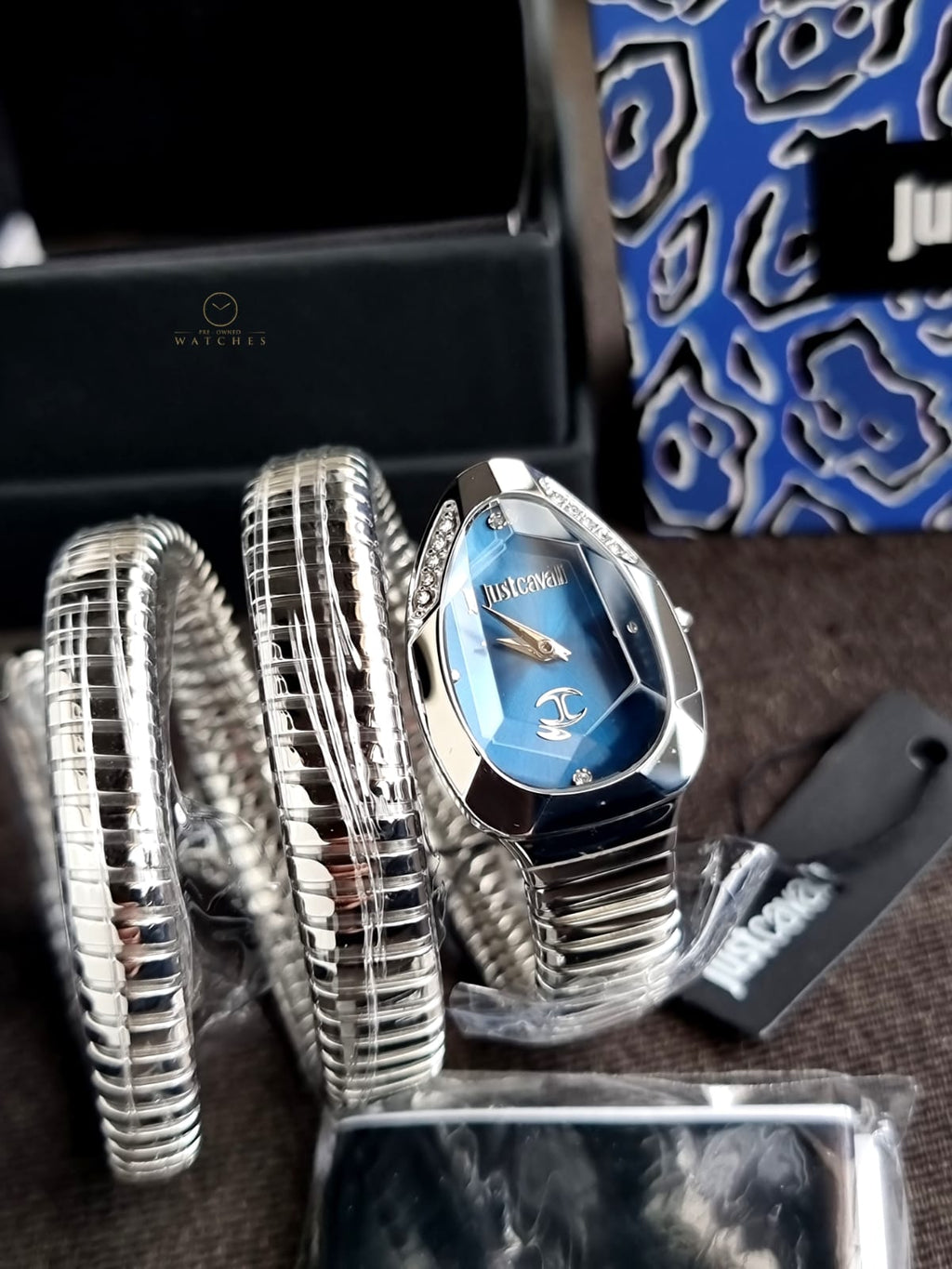 Just Cavalli Signature Snake Blue Dial Ladies Watch Item No. JC1L209M0025