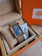 Tory Burch Eleanor Two-Tone Stainless Steel Black Mother of Pearl Dial Women's Watch – TBW1084