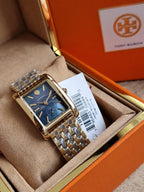 Tory Burch Eleanor Two-Tone Stainless Steel Black Mother of Pearl Dial Women's Watch – TBW1084