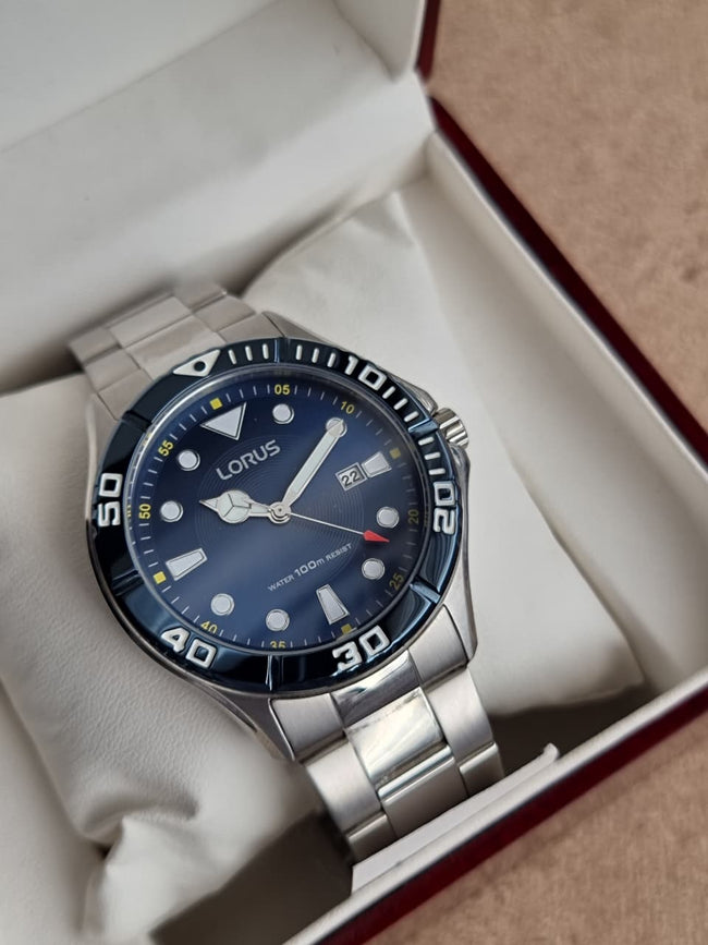 Lorus Sub Brand Of Seiko Gents Watch Blue Bezel Quartz Watch Hover Image