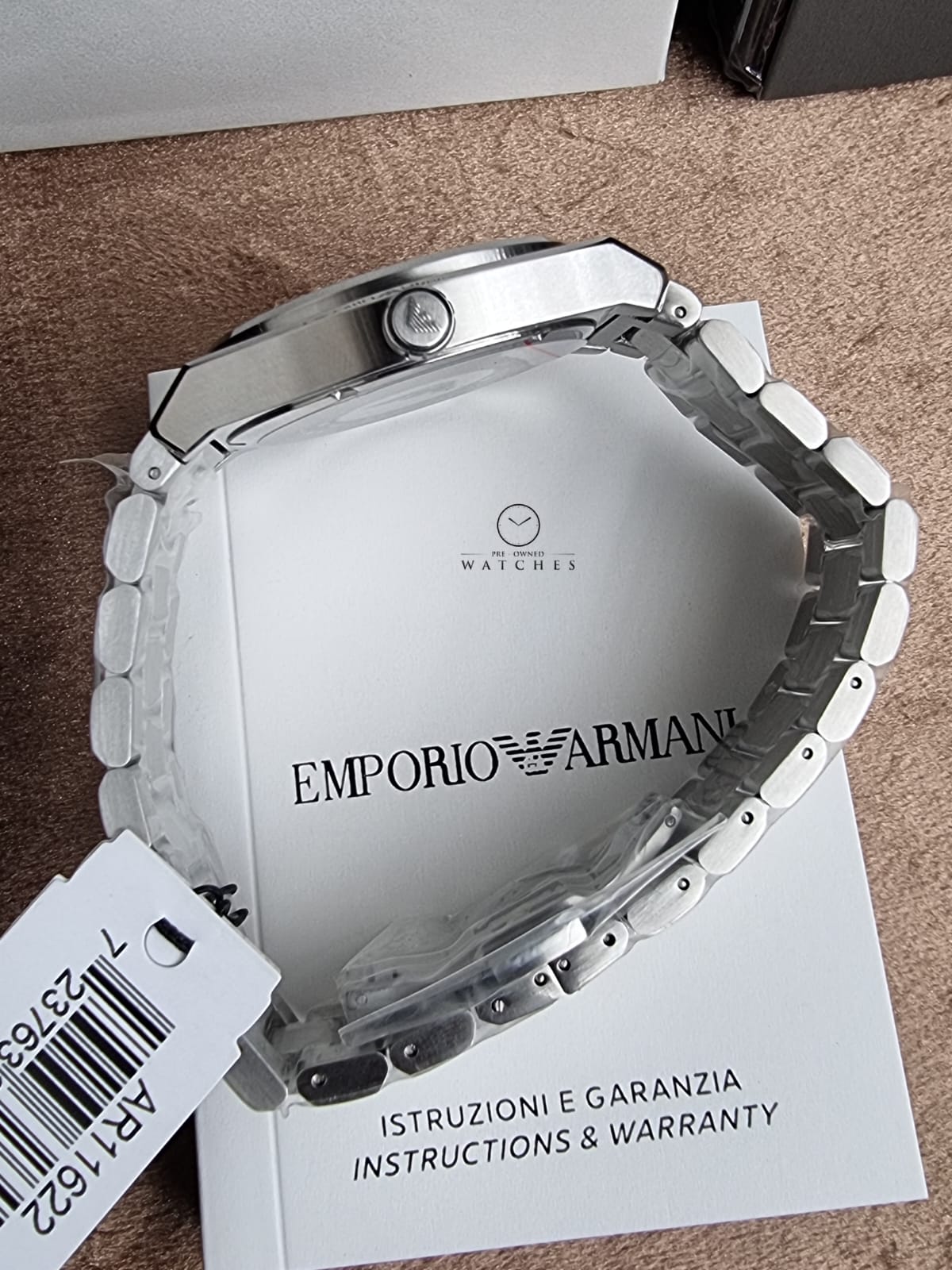 Emporio Armani Black Dial Silver Stainless Steel Quartz Men's Watch – AR11622
