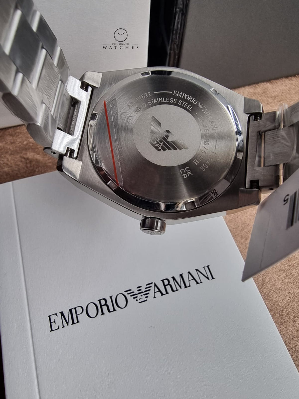 Emporio Armani Black Dial Silver Stainless Steel Quartz Men's Watch – AR11622