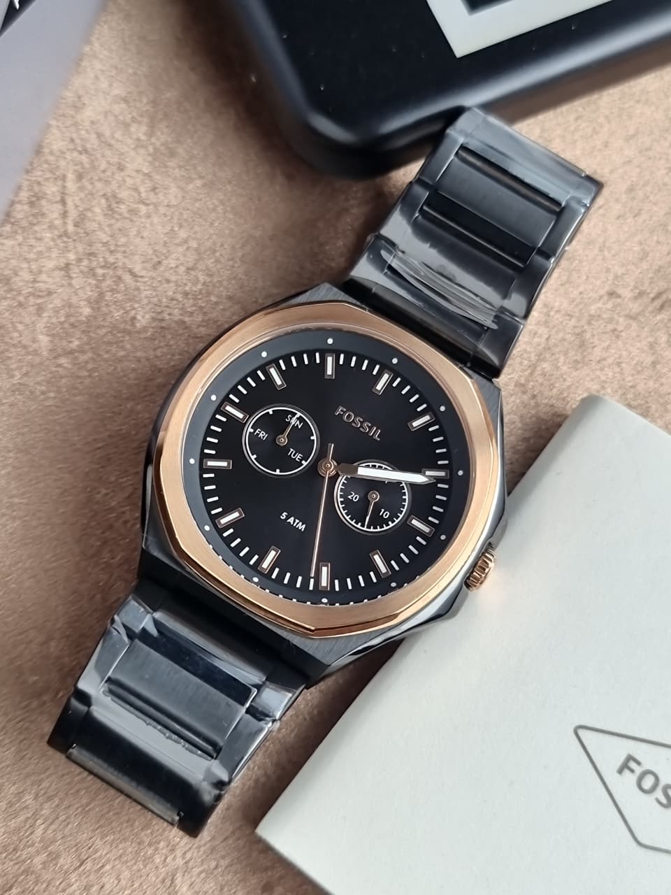Fossil Evanston His & Her Black Stainless Steel Multifunction Couple Watch Set – BQ2645SET