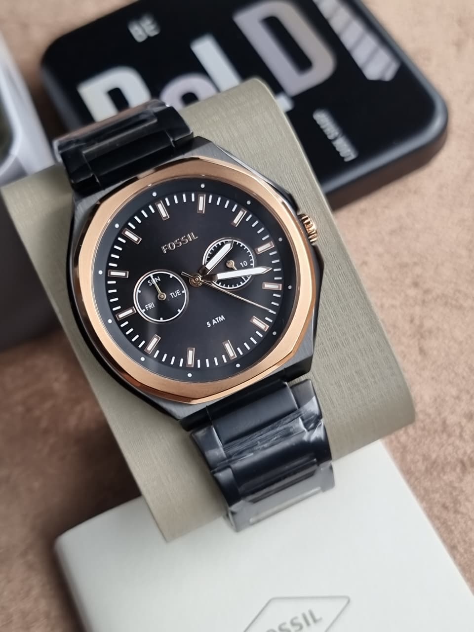 Fossil Evanston His & Her Black Stainless Steel Multifunction Couple Watch Set – BQ2645SET