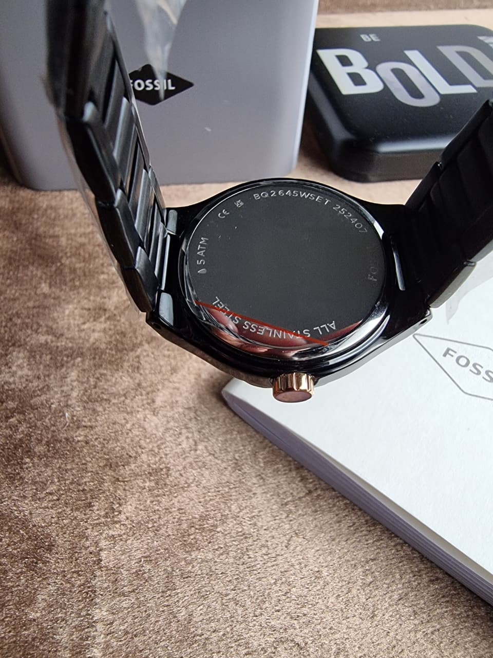 Fossil Evanston His & Her Black Stainless Steel Multifunction Couple Watch Set – BQ2645SET