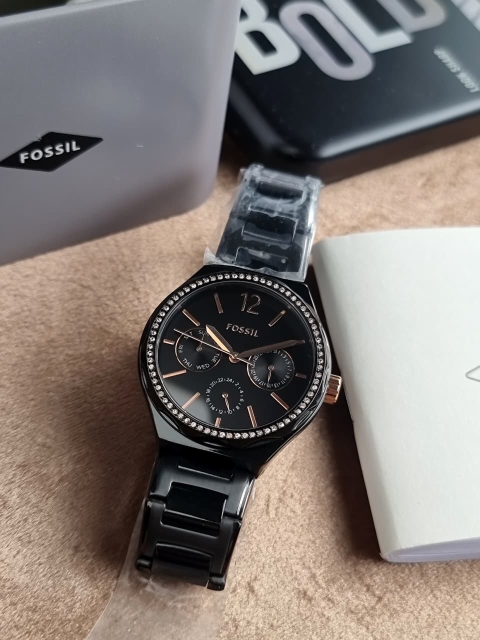 Fossil Evanston His & Her Black Stainless Steel Multifunction Couple Watch Set – BQ2645SET