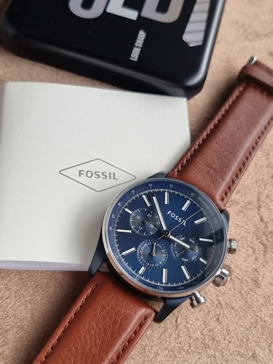 Fossil Sullivan Blue Dial Brown Leather Multifunction Men's Watch – BQ2512