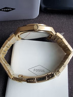 Fossil Everett Gold Stainless Steel Gold Dial Quartz Men's Watch 42mm – FS5965