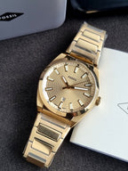 Fossil Everett Gold Stainless Steel Gold Dial Quartz Men's Watch 42mm – FS5965