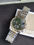 Michael Kors Lexington Green Dial Two-Tone Chronograph Women's Watch 38mm – MK4984