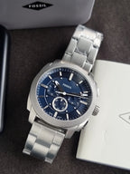 Fossil Machine Blue Dial Stainless Steel Chronograph Men's Watch 44mm – FS6096