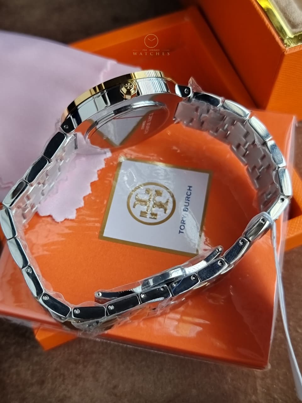Tory Burch Reva Two-Tone Silver Gold Stainless Steel Women's Watch 36mm – TBW4027