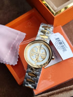 Tory Burch Reva Two-Tone Silver Gold Stainless Steel Women's Watch 36mm – TBW4027