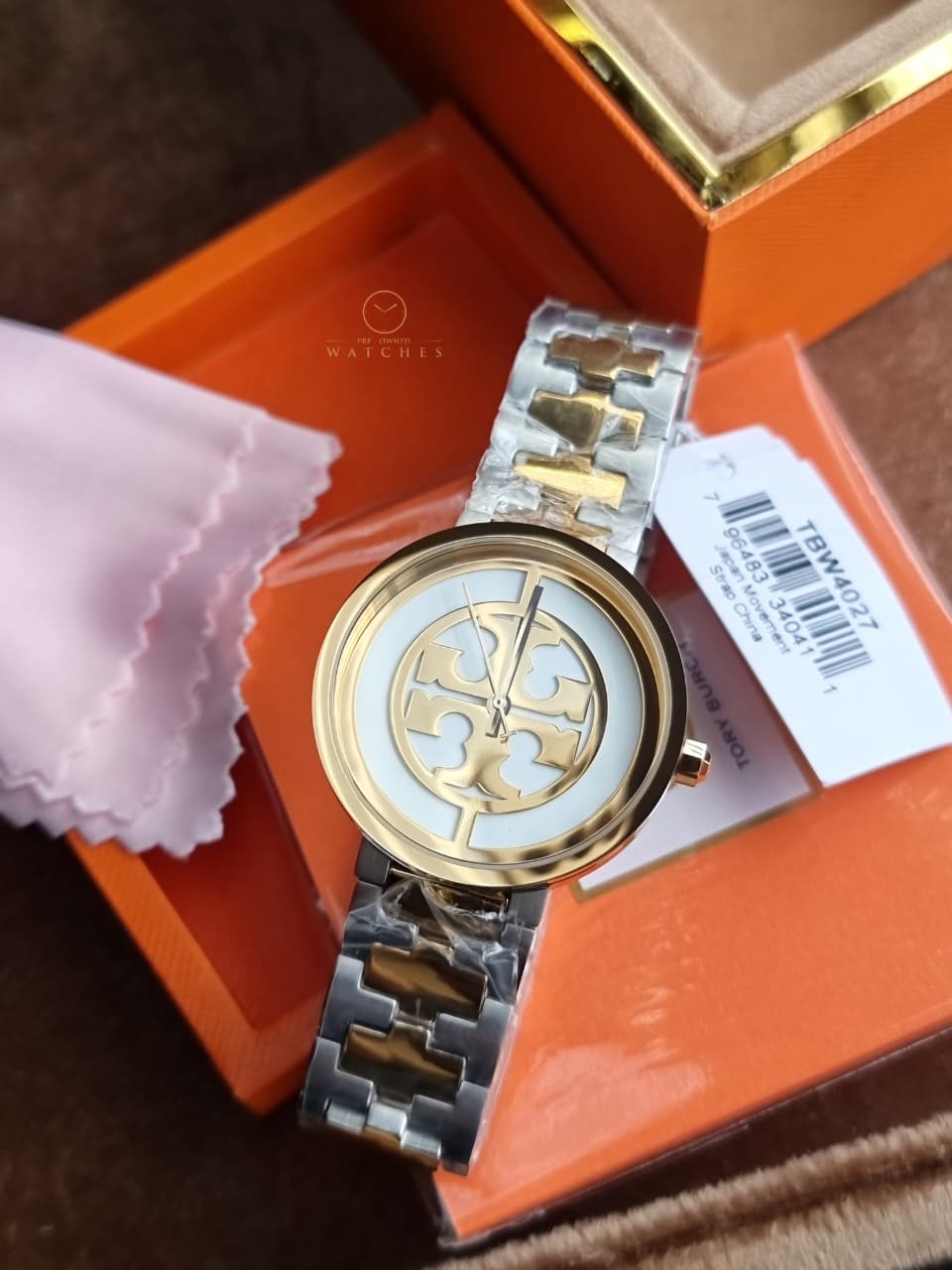 Tory Burch Reva Two-Tone Silver Gold Stainless Steel Women's Watch 36mm – TBW4027