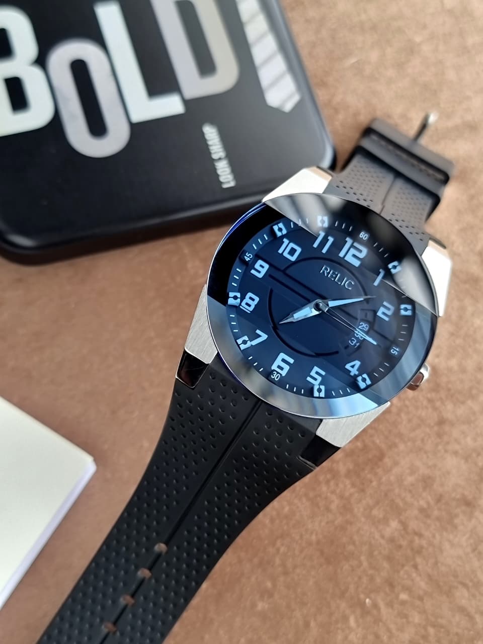 Relic by Fossil Jake Blue Dial Black Silicone Strap Quartz Men's Watch – ZR11861