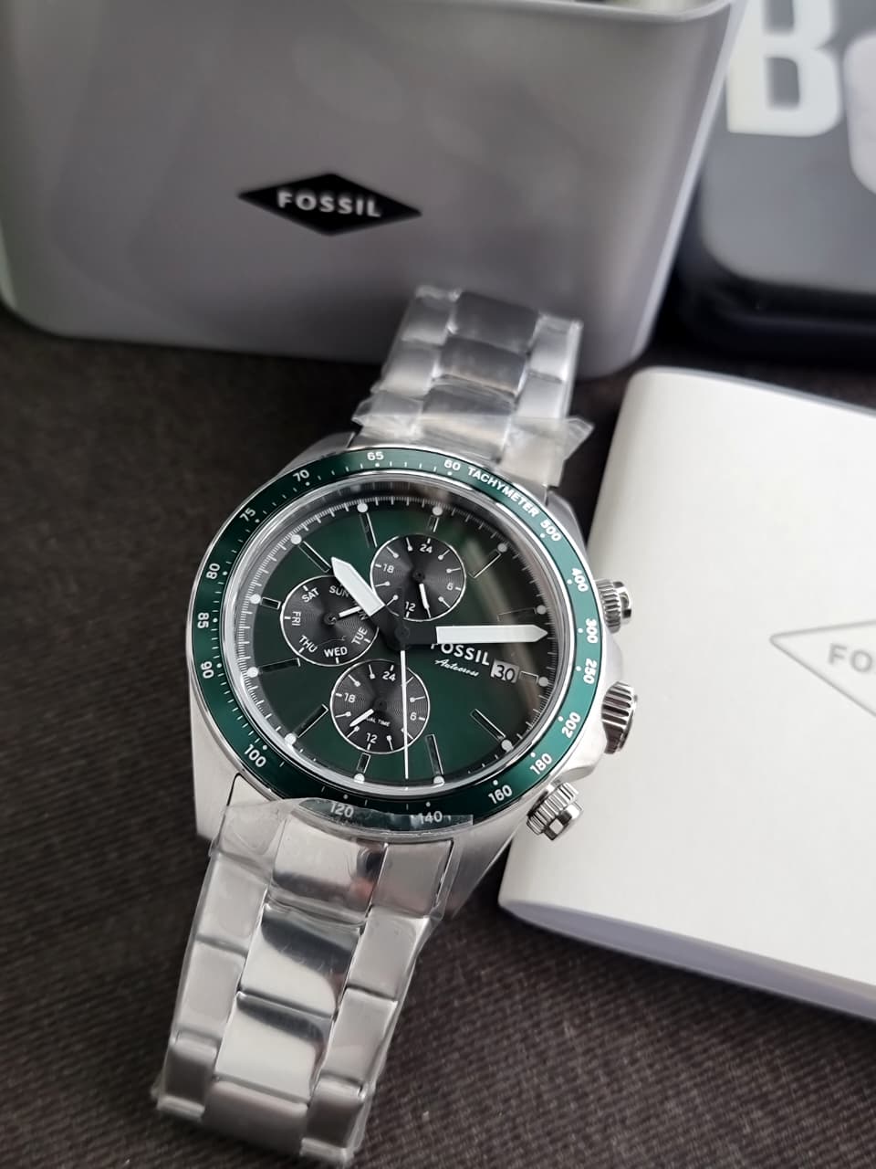 Fossil Autocross Multifunction Green Dial Stainless Steel Quartz Men's Watch 42mm – FS6127