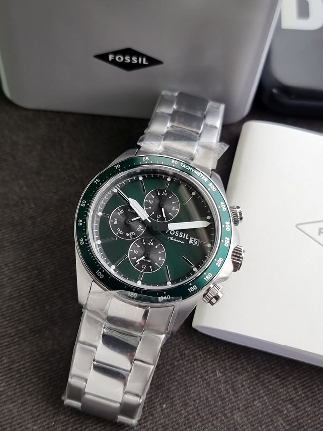 Fossil Autocross Multifunction Green Dial Stainless Steel Quartz Men's Watch 42mm – FS6127 Hover Image