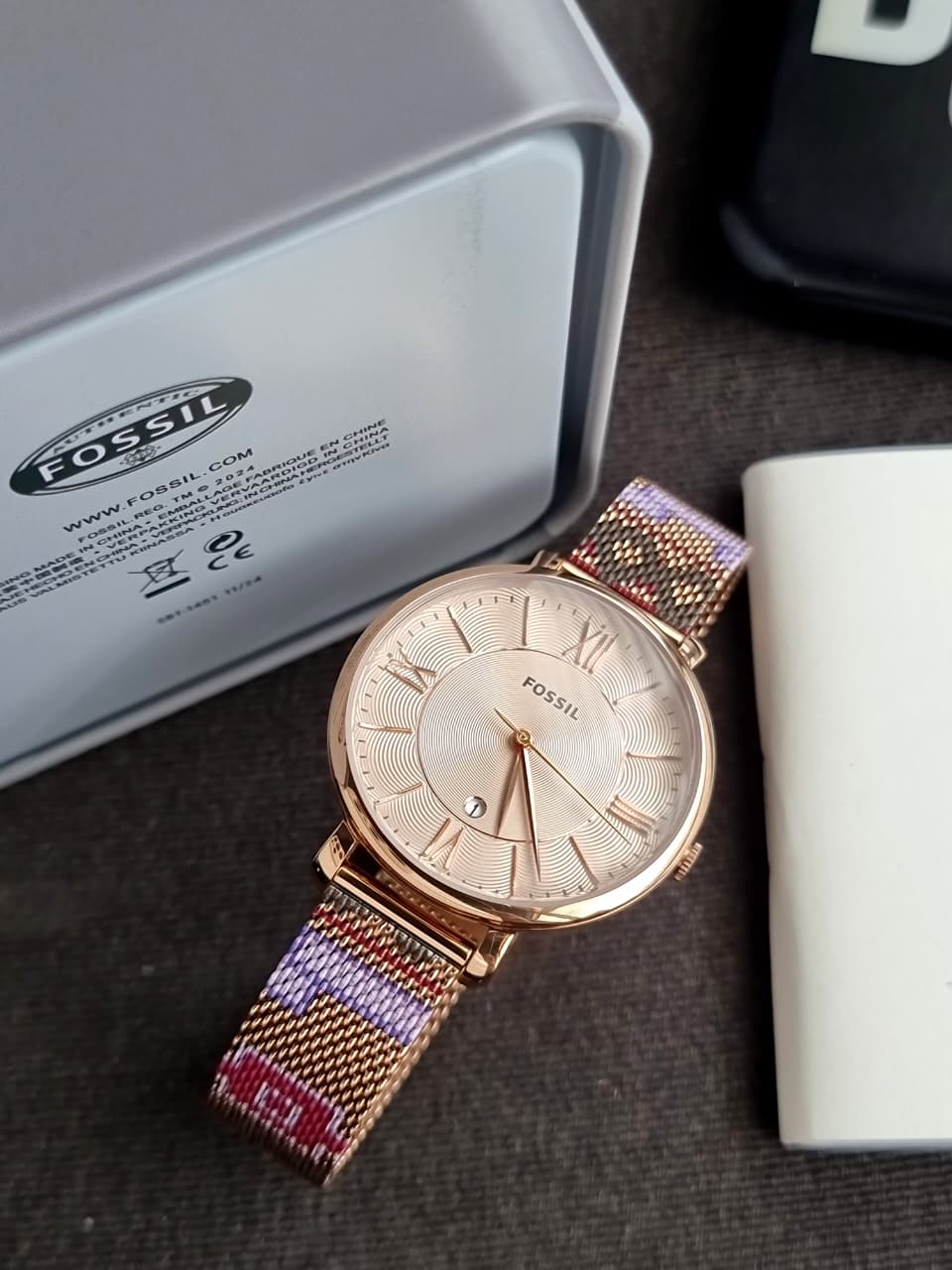 Fossil Jacqueline Gold-Tone Stainless Steel Gold Dial Quartz Women's Watch 36mm – ES5125