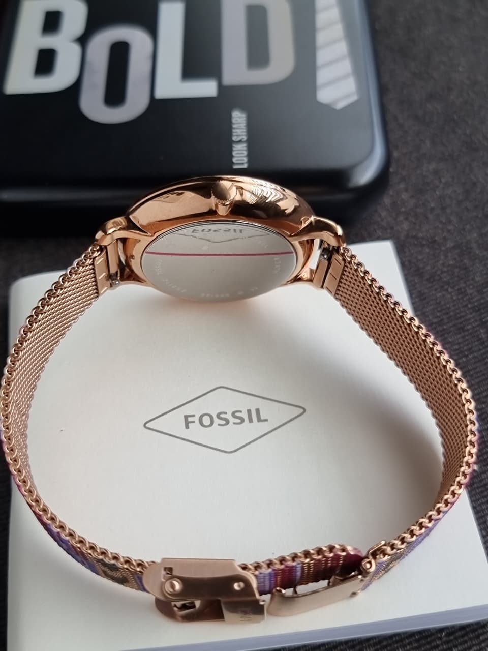 Fossil Jacqueline Gold-Tone Stainless Steel Gold Dial Quartz Women's Watch 36mm – ES5125