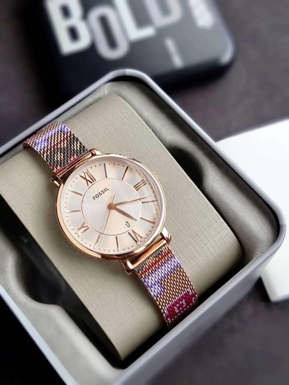 Fossil Jacqueline Gold-Tone Stainless Steel Gold Dial Quartz Women's Watch 36mm – ES5125
