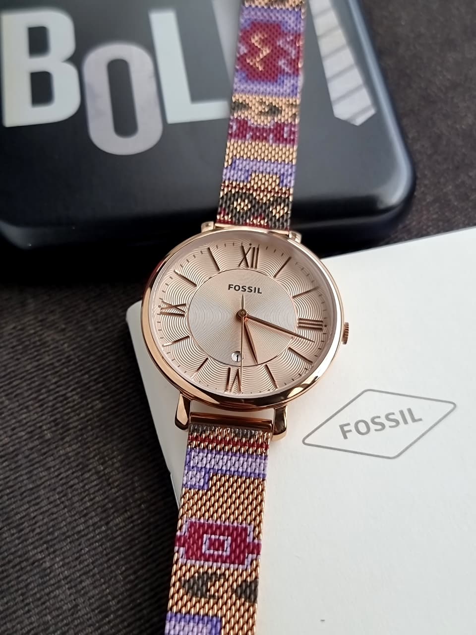 Fossil Jacqueline Gold-Tone Stainless Steel Gold Dial Quartz Women's Watch 36mm – ES5125