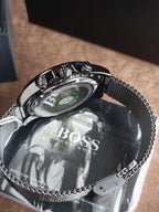 Hugo Boss Ikon Gunmetal Mesh Bracelet Gunmetal Dial Chronograph Quartz Men's Watch 44mm – 1513443