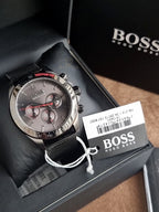 Hugo Boss Ikon Gunmetal Mesh Bracelet Gunmetal Dial Chronograph Quartz Men's Watch 44mm – 1513443