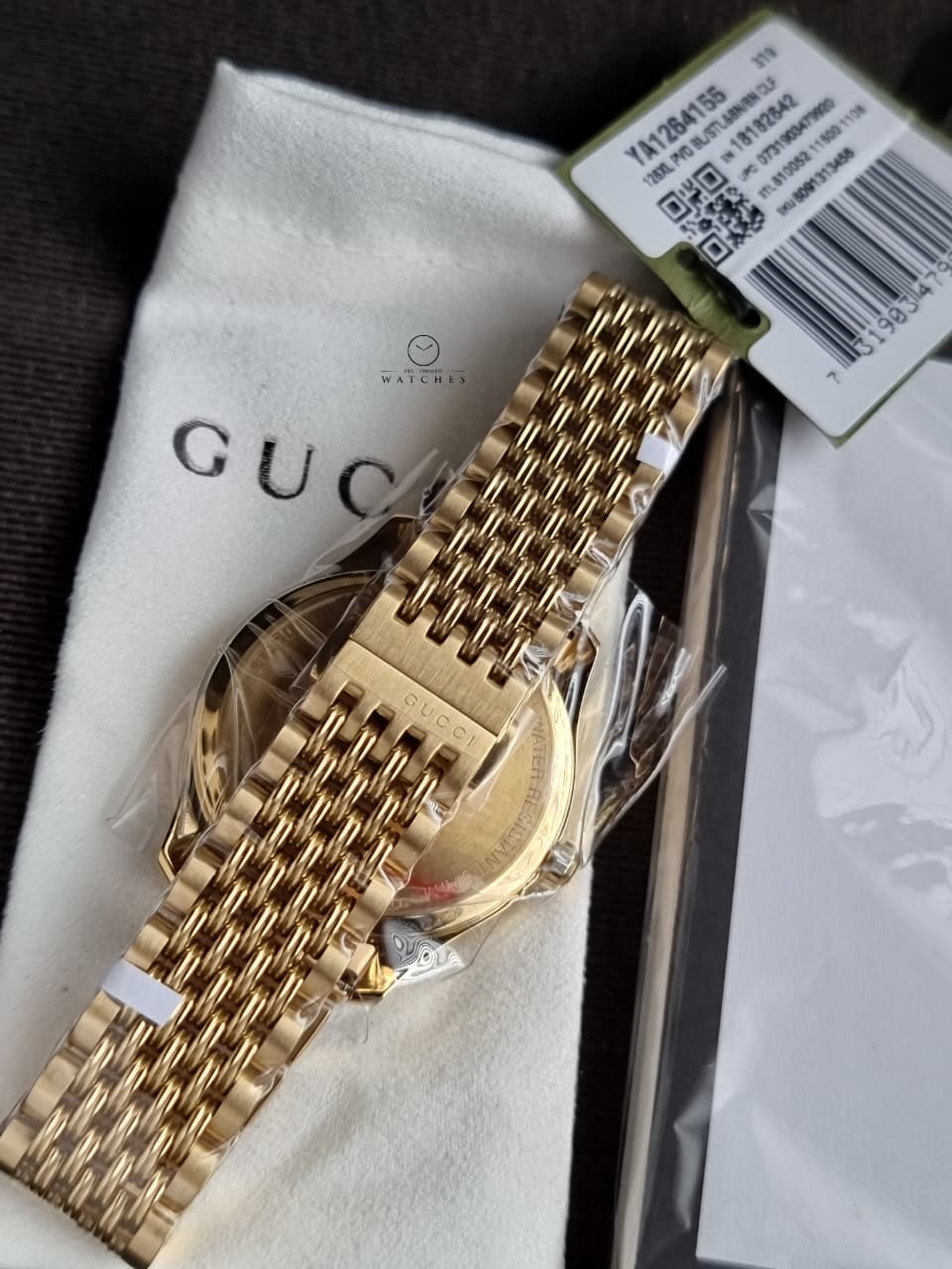 GUCCI G-TIMELESS 36MM GOLD PVD SILVER DIAL SLIM LADIES WATCH YA1264155