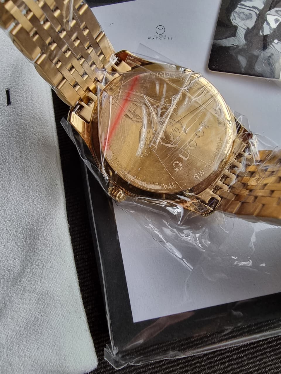 GUCCI G-TIMELESS 36MM GOLD PVD SILVER DIAL SLIM LADIES WATCH YA1264155