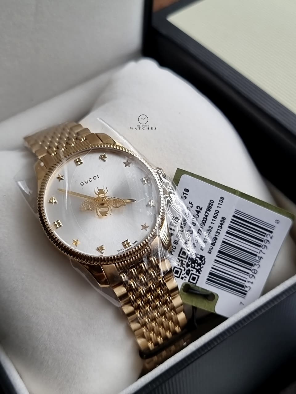 GUCCI G-TIMELESS 36MM GOLD PVD SILVER DIAL SLIM LADIES WATCH YA1264155