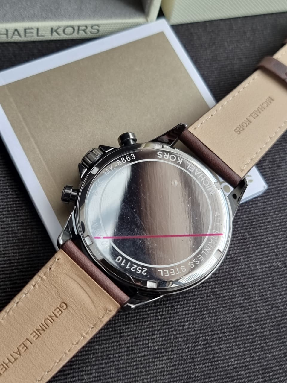 Michael Kors Thompkins Grey Dial Brown Leather Chronograph Quartz Men's Watch 45mm – MK8863