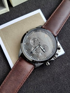 Michael Kors Thompkins Grey Dial Brown Leather Chronograph Quartz Men's Watch 45mm – MK8863