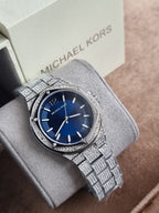 Michael Kors Women’s Quartz Silver Stainless Steel Navy Blue Dial 41mm Watch MK6990