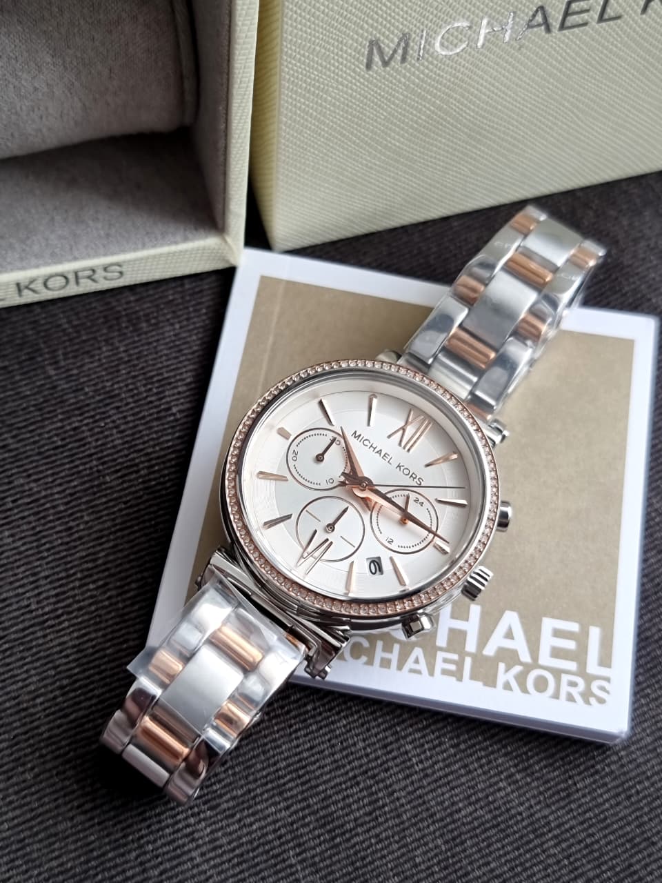 MICHAEL KORS Sofie Chronograph Crystal Silver Dial Ladies Watch MK6558