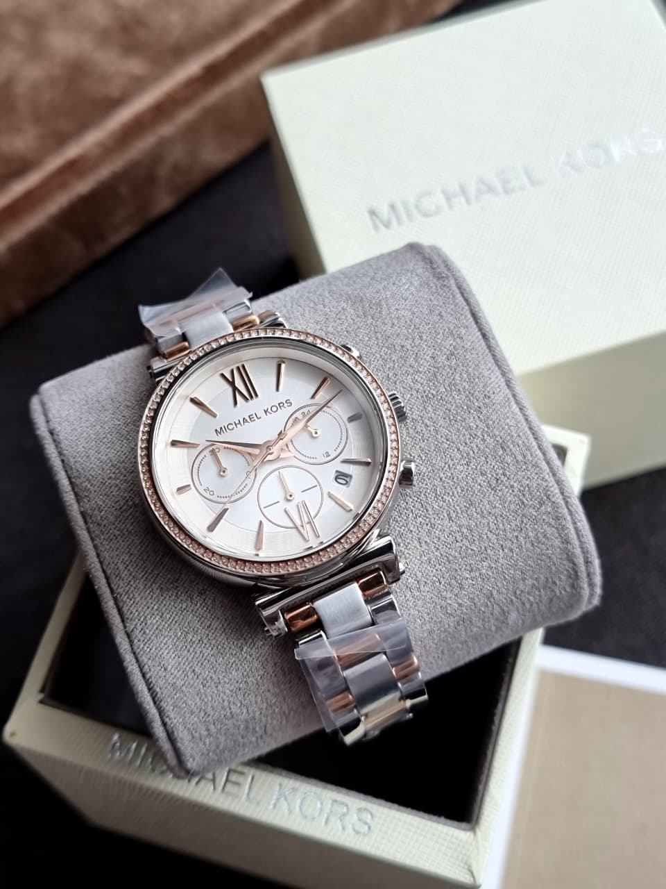 MICHAEL KORS Sofie Chronograph Crystal Silver Dial Ladies Watch MK6558