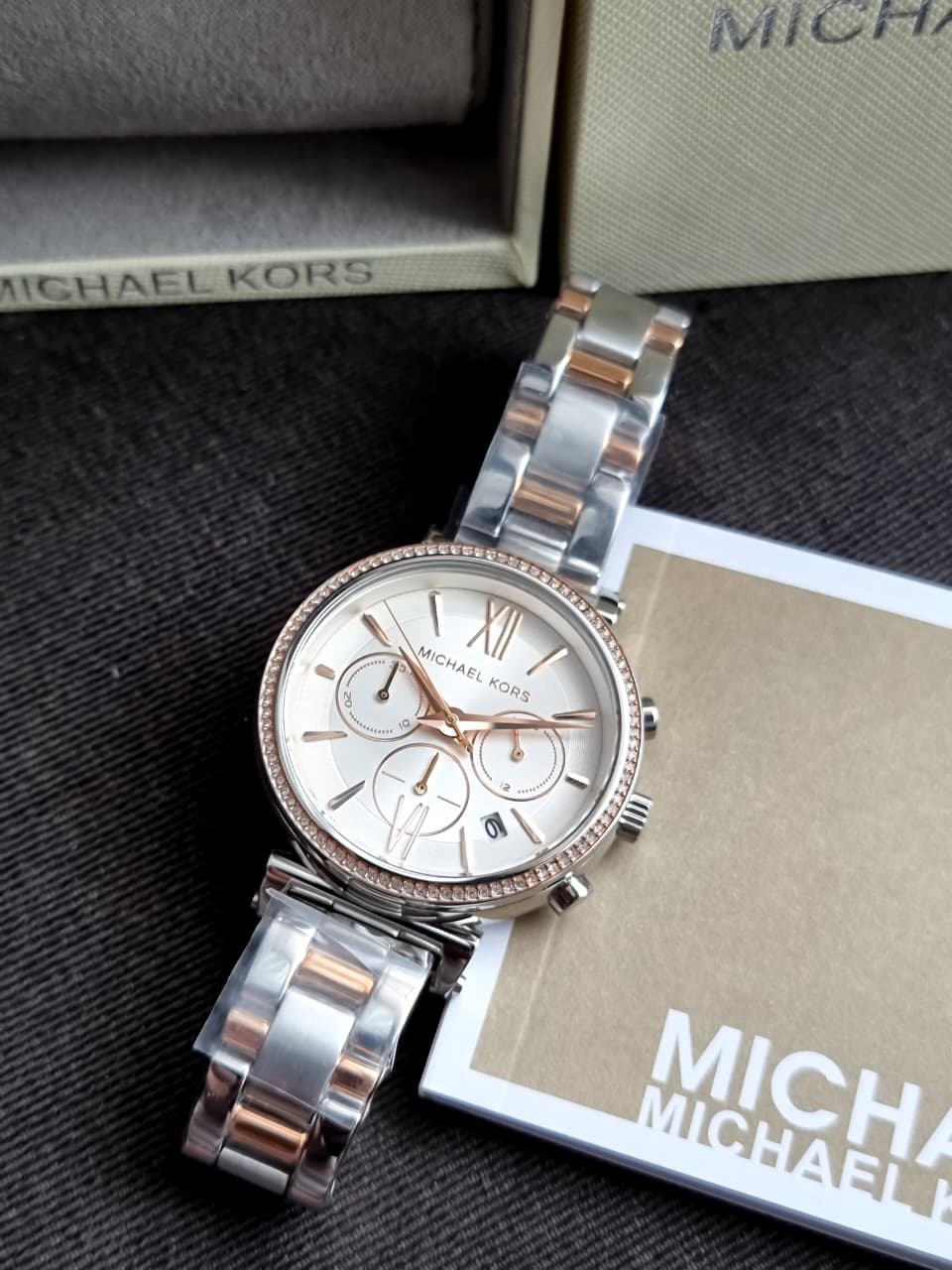 MICHAEL KORS Sofie Chronograph Crystal Silver Dial Ladies Watch MK6558